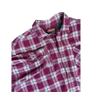VtgColeman Mens Plaid Thrashed Flannel Long Sleeve Button Up Shirt 2XL Red Blue